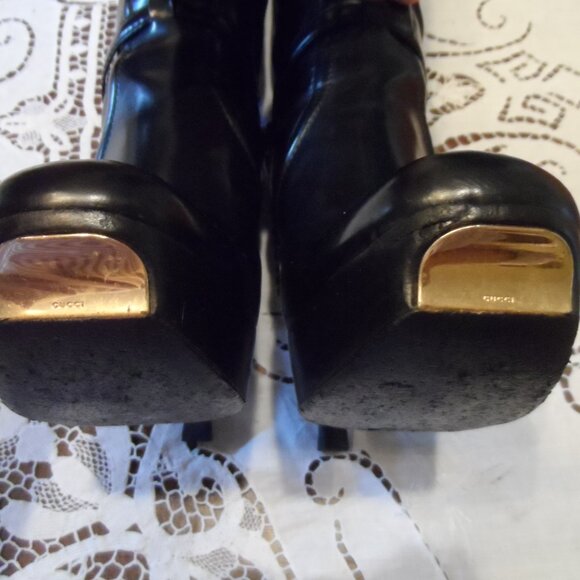 Gucci Black Leather Knee-High Platform Boots Size 39.5C - Picture 12 of 16